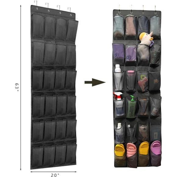 Over Door Shoe Organizer 24 Pockets Hanging Closet Storage Holder for Men Women - Picture 2 of 8